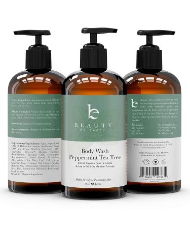 Peppermint Tea Tree Body Wash 16 Fl Oz - Organic Shower Gel for Men & Women, Acne Soothing Soap for Oily Skin - Buy Online on GoSupps.com