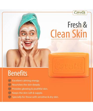 Carotis Beauty Soap 80g - Refreshing Skin Cleanser with Carrot Oil, Glycerin, Beta Carotene, Vitamin A, and Olive Oil - Buy Online on GoSupps.com
