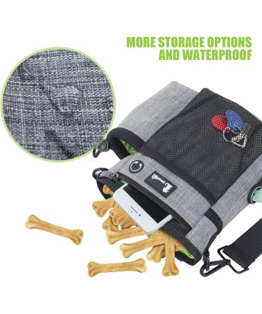 Pecute 4-in-1 Waterproof Dog Training Treat Bag | Robust Walking Bag with Feces Dispenser & Water Bowl - Gray & Green - Buy Online on GoSupps.com