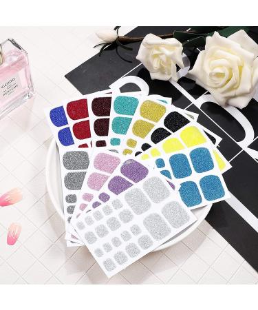 Glitter Toe Nail Wraps - Self-Adhesive Nail Polish Stickers - Solid Color Art Decals - Manicure Kit for Women & Girls - 12 Styles, 2 Nail Files (Chic Colors) - Buy Online on GoSupps.com