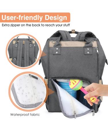 Stylish Pomelo Baby Diaper Backpack - Water-Repellent Large Capacity with Diaper Pad - Mineral Gray - Perfect for Parents on the Go - Buy Online on GoSupps.com