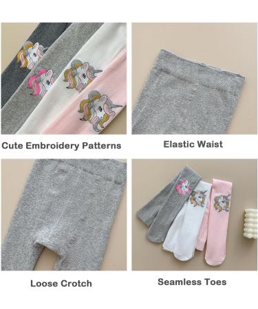 Silkglory 3PCS Girls Tights, Cute Glitter Print, Seamless Cotton Pantyhose, 2-12 Years, Black/Gray/White - Buy Online on GoSupps.com