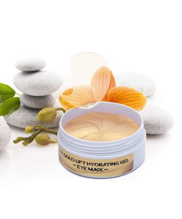 24K Gold Lift Under Eye Mask - 30 Pairs Anti-Aging Hydrating Gel Patches with Collagen Retinol & Hyaluronic Acid - Dark Circle Treatment - Buy Online on GoSupps.com