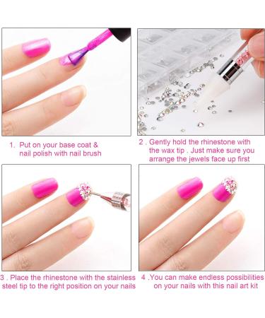 Flat Back AB Crystal Rhinestones Set with Tools - 1440 Pieces for Nail Art, Clothing, Face & Crafts - Buy Online on GoSupps.com
