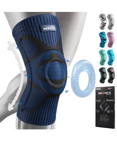 NEENCA Knee Brace Knee Compression Sleeve Support with Patella Gel Pad & Side Stabilizers Medical Grade Knee Protector for Running Meniscus Tear Arthritis Joint Pain Relief ACL Injury Recovery XXL B Dark Blue