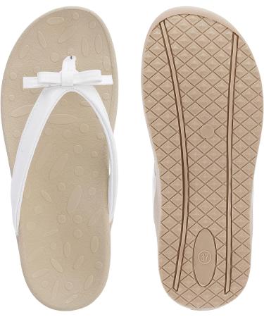 WHITIN Women's Flip Flops Thong Sandals with Arch Support | Soft Toe Post | Deep Heel Cup | Bowknot White - Buy Online on GoSupps.com