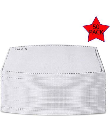 50pc PM 2.5 Carbon Activated Filter Inserts for Face Coverings - 5 Layer Protection Replacements - Buy Online on GoSupps.com