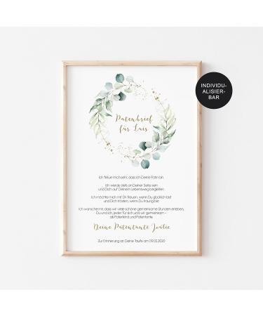 GODPARENT LETTER for Godchild - Eucalyptus Baptism Gift for Boys & Girls | International Shipping Available - Buy Online on GoSupps.com