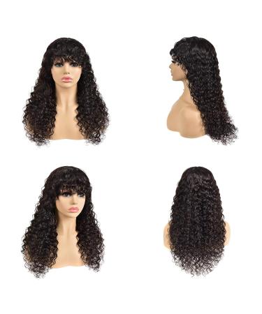 22 Water Wave Human Hair Wig with Bangs for Black Women - Brazilian Unprocessed Virgin Hair, 150% Density - Machine Made None Lace Front Wig - 22 inch - Buy Online on GoSupps.com
