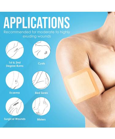 JJ CARE Silicone Foam Dressing [Pack of 10] - 6x6 Sacrum Silicone Foam Dressing - Absorbent Bandages - Showerproof Adhesive - Buy Online on GoSupps.com