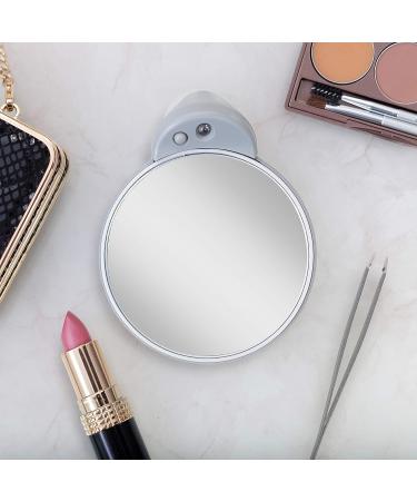 Zadro Dual-Sided 10X/5X Magnification LED Lighted Compact Travel Makeup Mirror - Gray/White - Buy Online on GoSupps.com