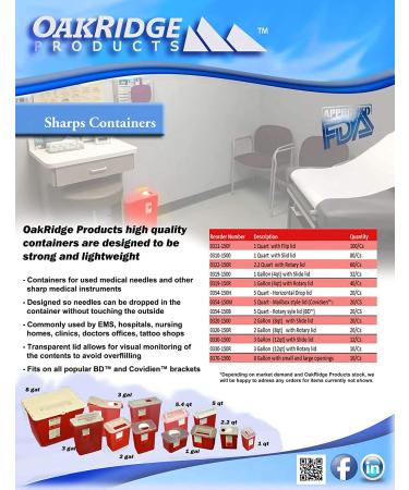 Oakridge 1 Gallon Sharps Containers with Pop-Up Lid - Pack of 3 - Buy Online on GoSupps.com