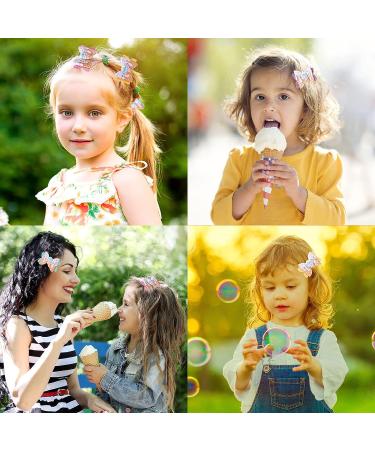 Whaline Ice Cream Glitter Bow Hair Clips 4Pcs - Colorful PU Leather Hairgrips for Girls & Women, Alligator Hair Clips for Birthday Party & Summer Supplies - Buy Online on GoSupps.com
