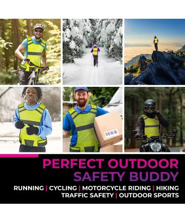 247 Viz Reflective Running Vest - High Visibility Safety Gear for Men & Women | Stay Visible & Safe While Running & Cycling | Adjustable Waist & 2 Reflective Bands | Large Pocket | Light & Comfy Yellow Vest (L/XL) - Buy Online on GoSupps.com
