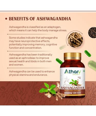 ATHARV ORGANIC Ashwagandha Supplement1000 mg Veggie Capsules Organic Ashwagandha Root Extract Non-GMO Gluten Free (120 Capsule) - Buy Online on GoSupps.com