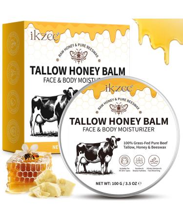 Beef Tallow for Skin 100g Beef Tallow and Honey Balm 100% Grass-fed- Cr me hydratante pour le visage et le corps Peau s che et vieillissante