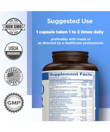 AMVILAB Blood Sugar Health Natural 20 Herbs and Vitamins with Cinnamon Alpha Lipoic Acid to Support Health Non-GMO for Men Women Supports Healthy Energy Levels - 60 Herbal Pills - 30 Day Supply - Buy Online on GoSupps.com