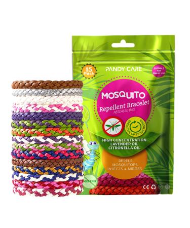 Mosquito Repellent Bracelet 15 Pack PandyCare Mosquito Bands for Adults Kids & Babies - Premium Quality DEET-Free Natural Wristbands Protection Insects up to 300 Hours