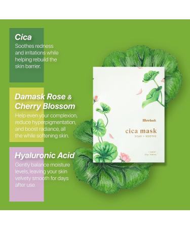 Meebak Cica Facial Sheet Mask for Women - Korean Ceramide Rose Tea Tree - 5 Pack - Buy Online on GoSupps.com
