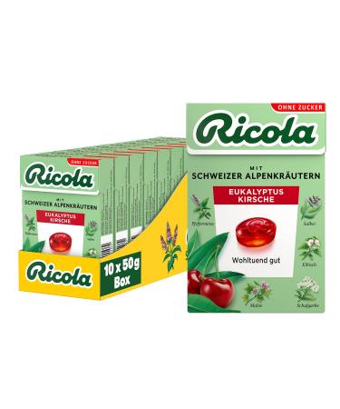 Ricola eucalyptus cherry 10 B xli original Swiss herbal candies with 13 alpine herbs & fruity cherry sugar-free 10 x 50g vegan eucalyptus cherry 50 g (10 pack) - Buy Online on GoSupps.com