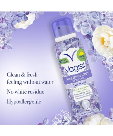 Vagisil Scentsitive Scents Feminine Dry Wash Deodorant Spray - Gynecologist Tested Paraben Free Spring Lilac 2.6 oz (Pack of 2) - Shop Internationally - Buy Online on GoSupps.com