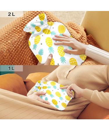 Large Pineapple Heart Heat Bottle - 2L Hot Water Bag for Pain Relief Back Pain & Therapy - BAP-Free with Cover - Buy Online on GoSupps.com