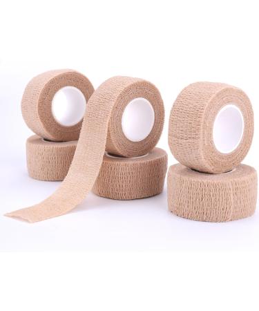 Self-Adhesive Cohesive Wrap Bandage 1 Inch x 5 Yards - 6 Pack Beige Tape for Wrist, Ankle Sprains & Swelling - Buy Online on GoSupps.com