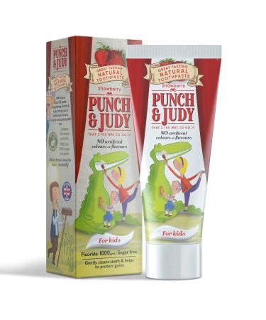 Punch & Judy Kids Natural Toothpaste Strawberry Flavour 6+ Months Natural Ingredients Fluoride Sugar Free 50ml (Pack of 1) 79 g (Pack of 1)