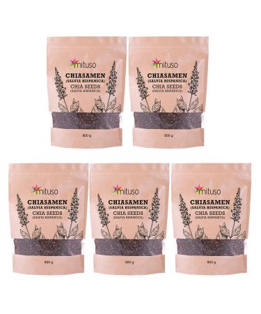 mituso Chia seeds 5x 800g black natural | Chia Seeds Salvia Hispanica 4 kg (1 pack)