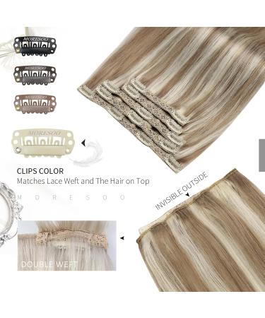 Moresoo Light Brown with Platinum Blonde Clip in Hair Extensions 14 Inch Real Human Hair 5 Pieces/70g #9A/60 - 35cm - Buy Online on GoSupps.com