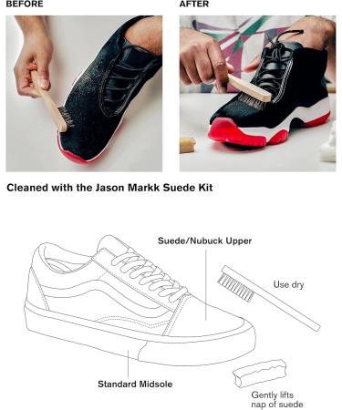 Jason Markk Suede Cleaning Kit - Horsehair Bristle Brush - Shoe Stain Eraser - Suede and Nubuck Cleaner - Dry Cleans Fabric and Dirty Midsoles - Effectively Removes Stubborn Dirt from Footwear - Buy Online on GoSupps.com