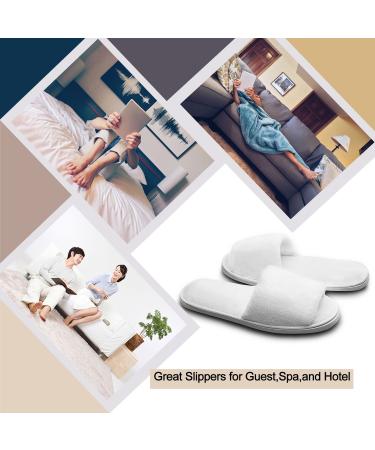 Deluxe Open Toe White Spa Slippers - 5 Pairs for Guests, Hotels, and Travel - Buy Online on GoSupps.com