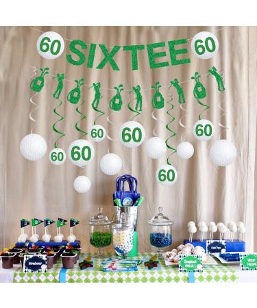 Gameza 60th Birthday Decorations for Men - 14PCS Golf Birthday Party Decorations 60th Birthday Decorations Women Men Golf Glitter Sixtee Banner Hanging Swirls 60th Golf Theme Bday Party Decorations Green 60th - Buy Online on GoSupps.com