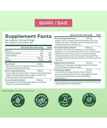 Bloom Nutrition Super Greens Powder - Probiotics for Digestive Health Digestive Enzymes with Superfoods Spirulina and Chlorella for Gut Health (Berry) - Buy Online on GoSupps.com