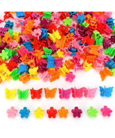 YISSION 200 Pcs Mini Hair Clips Flower Hair Clip Butterfly Hair Clips Small Claw Clips for Hair 90s Hair Accessories for Girls Women School Party Gifts Assorted Color B F