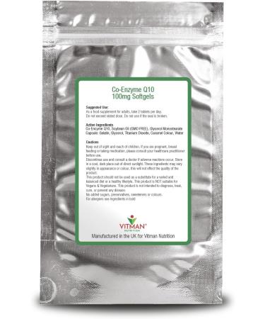 Co Enzyme Q10 100mg Softgels - UK Made, Pharmaceutical Grade, High Absorption Ubiquinone Supplement - Lactose & Allergen Free (60 Softgels) - Buy Online on GoSupps.com