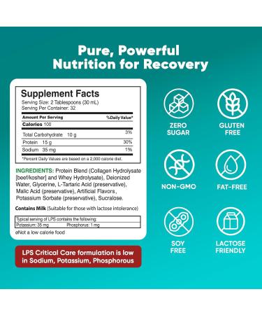 Nutritional Designs LPS Liquid Collagen & Whey Protein Supplement Sugar-Free Non-GMO Drink Promotes Healthy Skin & Hair for Men & Women. (Critical Care) Peach Mango Peach Mango 1 - Buy Online on GoSupps.com