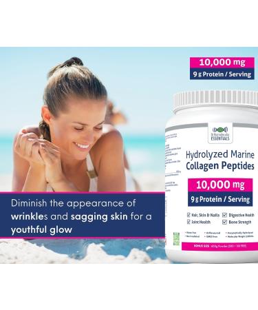 Orthomolecular Essentials Hydrolyzed Marine Collagen Peptides - Pure Canadian-Made 10 000mg Powder for Radiant Skin Strong Bones and Joint Support 600g Unflavored 600g (Pack of 1) - Buy Online on GoSupps.com