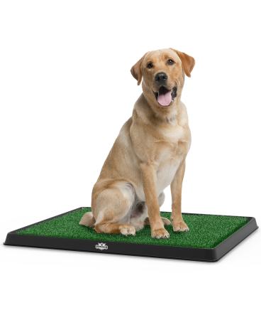 PETMAKER Artificial Grass Puppy Pad for Dogs and Small Pets Collection  Portable Training Pad with Tray  Dog Housebreaking Supplies Medium 3-Layer System