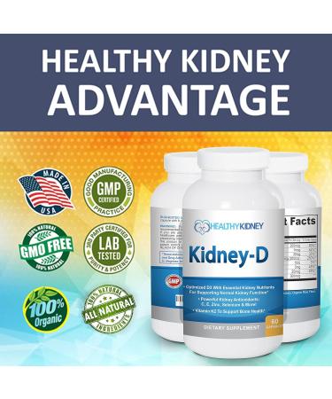 Kidney-D Kidney Supplement. Vitamin D Optimized for Kidney Support. Vitamin D3 and 7 Kidney Vitamins and Nutrients Designed for Kidney Health and More 60 Count (Pack of 1) - Buy Online on GoSupps.com