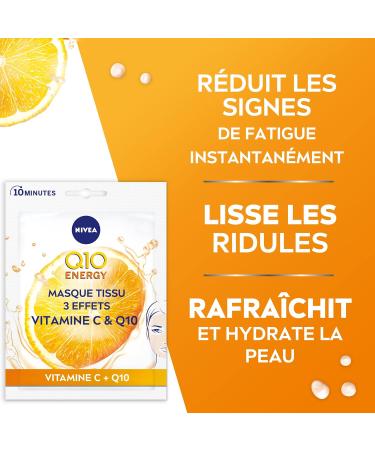 NIVEA Q10 ENERGY Sheet Mask (1 piece) Nourishing Anti-Aging Face Mask with Coenzyme Q10 & Vitamin C Facial Care for Radiant and Visibly Younger Skin - Buy Online on GoSupps.com