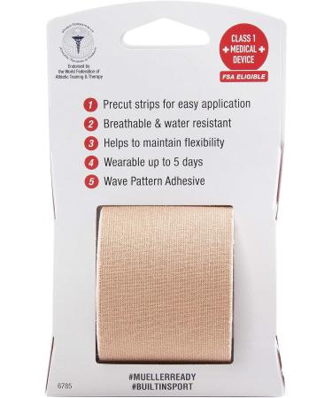 Mueller Sports Medicine Typhoon Kinesiology Tape I-Strips Beige - 20 Pre-Cut Therapeutic Strips - Buy Online on GoSupps.com