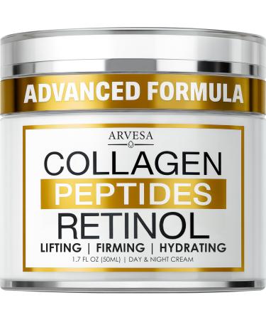 Retinol Cream for Face with Collagen Peptides - Anti Aging Wrinkle Cream for Women and Men - Day-Night Facial Moisturizer with Hyaluronic Acid - Tightening and Skin Firming - Neck & D collet
