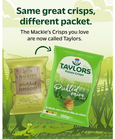 Straight Cut Crisps Multipack by Taylors Snacks | Pickled Onion Crisps | Thick Cut Bold Flavour | 8 x 150g Crisps Share Bags Pickled Onion 150g x 8 - Buy Online on GoSupps.com