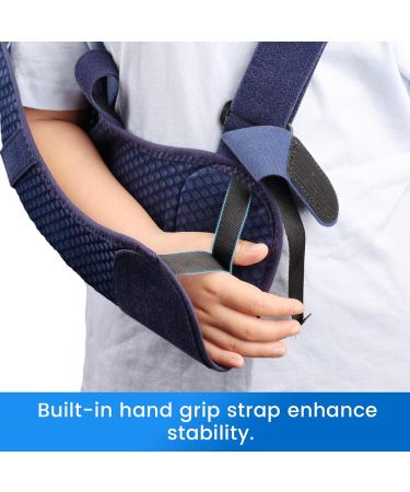 Velpeau Kids Arm Sling - Breathable Shoulder Immobilizer with Waist Strap for Children XS Size (Right Hand Mesh-Blue) - Ventilated Support Brace for Boys & Girls - Buy Online on GoSupps.com