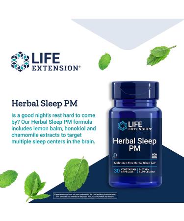 Life Extension Herbal Sleep PM - 30 Vegetarian Capsules for Restful Sleep - Buy Online on GoSupps.com