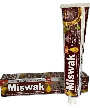 Organic Miswak Herbal Whitening Toothpaste - Pack of 6, with Moringa Oil, Cinnamon Oil, Miswak Extract, Olive Oil & Honey - Fluoride Free & Vegetable Base - 6.5 Oz - Buy Online on GoSupps.com