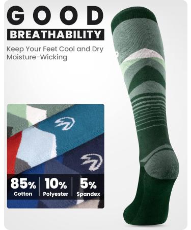 Shop Outdoormasters Men's Ski Socks - Breathable Thermal Over the Calf Design Anti-Slip 2 Pairs Bundle Military Green - Perfect for Snowboarding & Outdoor Sports - Buy Online on GoSupps.com