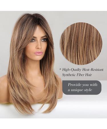 Buy Haircube Long-Layered Ombre Synthetic Wigs for Women - Black-Brown to Brown with Dark Roots (61 cm) | International Shipping Available - Buy Online on GoSupps.com