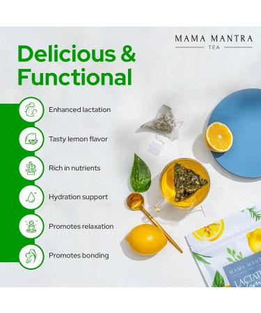 Mama Mantra Lactation Lemon Flavored Tea | Supports Mother's Milk Production for Breastfeeding and Nursing | Organic Ingredients | Mama Owned | 30 Tea Bags - Buy Online on GoSupps.com